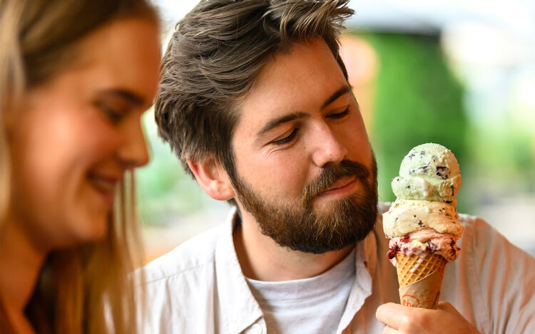 Man eating an ice cream