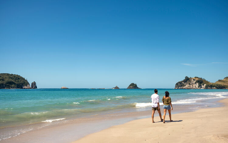 Couple walking along the beach