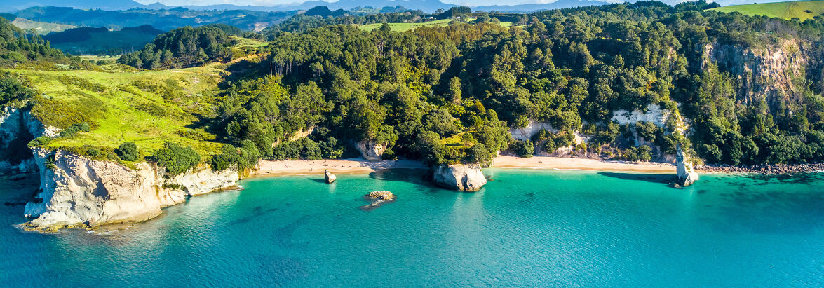 How We Can Help Aerial View on a Remote Ocean Coast in the Coromandel