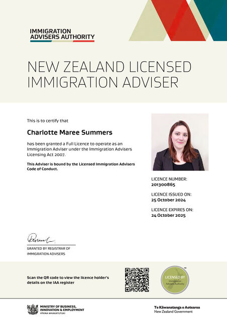 IAA Licensed Immigration Adviser No: 201300865