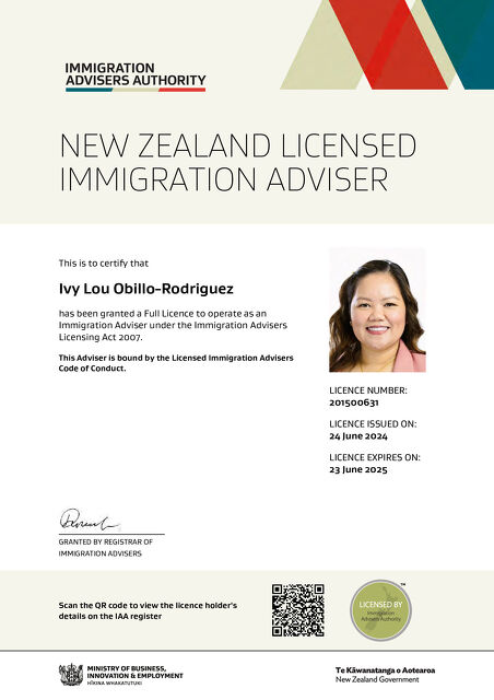 IAA Licensed Immigration Adviser No: 201500631 IAA Licensed Immigration Adviser No: 201500631