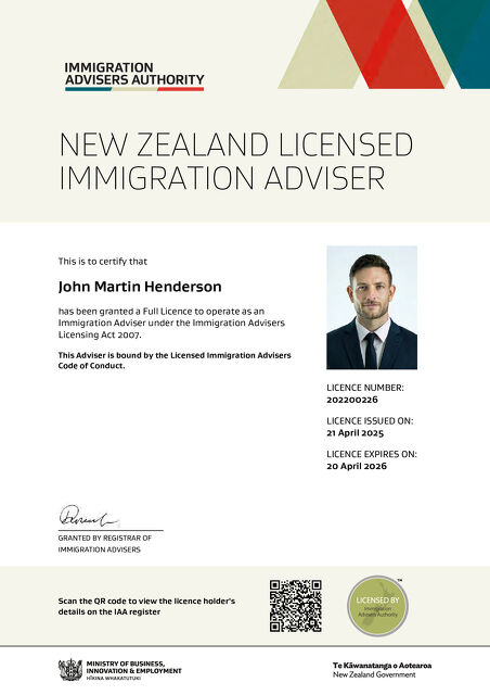 IAA Licensed Immigration Adviser No: 202200226 IAA Licensed Immigration Adviser No: 202200226