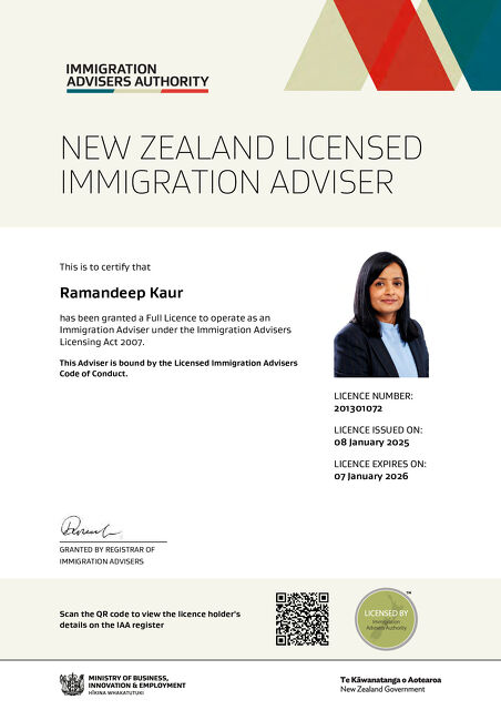 IAA Licensed Immigration Adviser No: 201301072 IAA Licensed Immigration Adviser No: 201301072