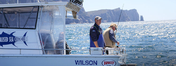 Fishing off the back of a boat