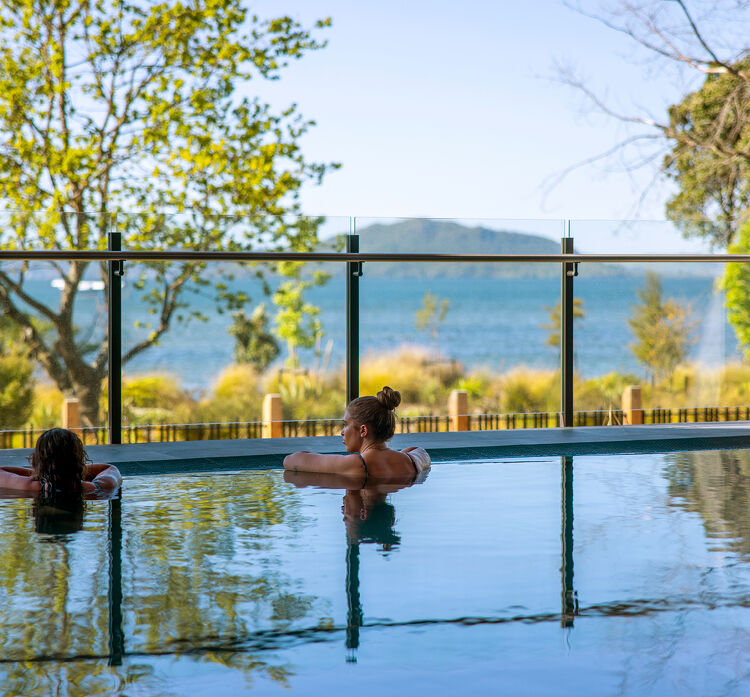 People relaxing in a pool