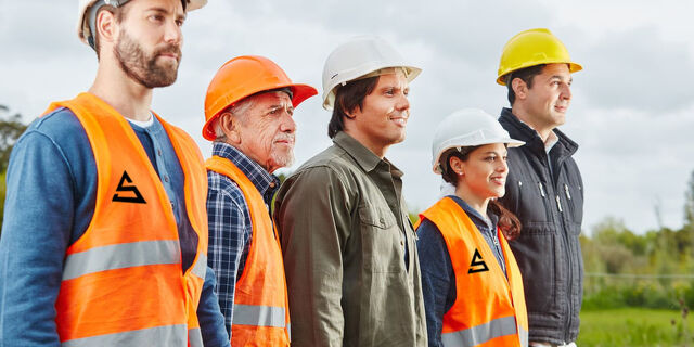 Trades People Standing in a Line