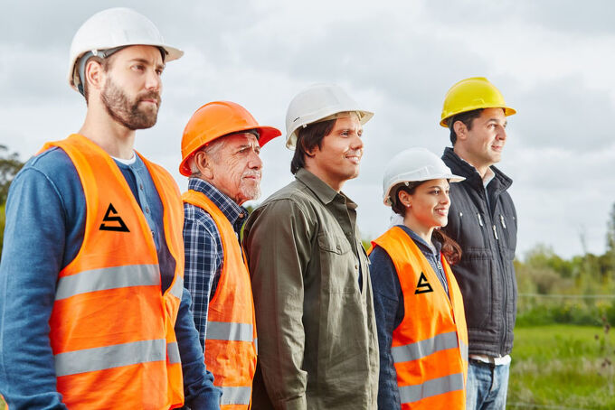 Trades People Standing in a Line